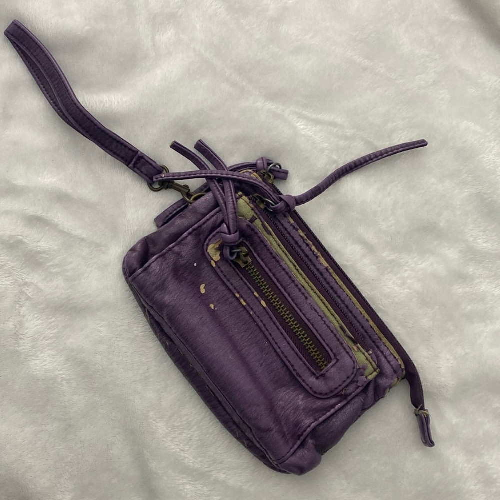 Purple faux leather wristlet wallet